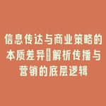 信息传达与商业策略的本质差异：解析传播与营销的底层逻辑