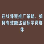 在线课程推广策略，如何有效触达目标学员群体