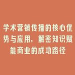学术营销传播的核心优势与应用，解密知识赋能商业的成功路径
