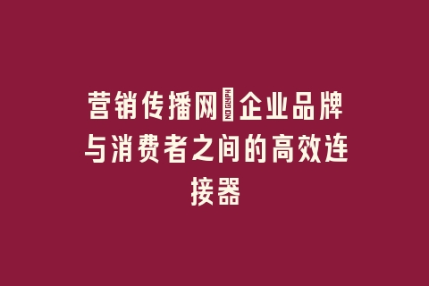 营销传播网：企业品牌与消费者之间的高效连接器