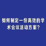 如何制定一份高效的学术会议活动方案？