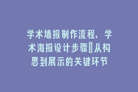 学术墙报制作流程，学术海报设计步骤：从构思到展示的关键环节