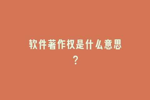 软件著作权是什么意思？