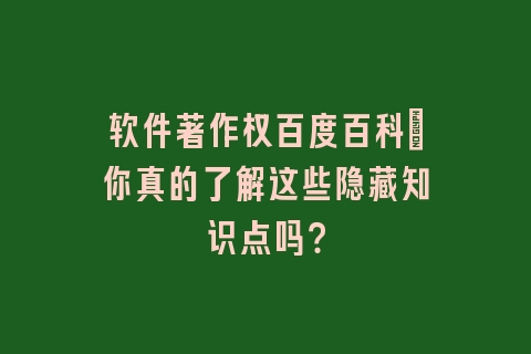 软件著作权百度百科：你真的了解这些隐藏知识点吗？