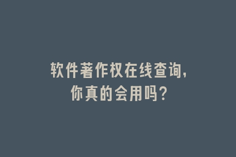 软件著作权在线查询，你真的会用吗？