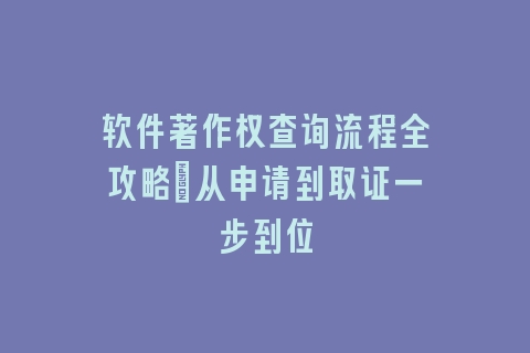 软件著作权查询流程全攻略：从申请到取证一步到位