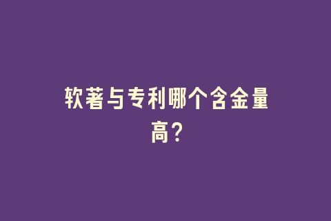 软著与专利哪个含金量高？