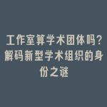 工作室算学术团体吗？解码新型学术组织的身份之谜