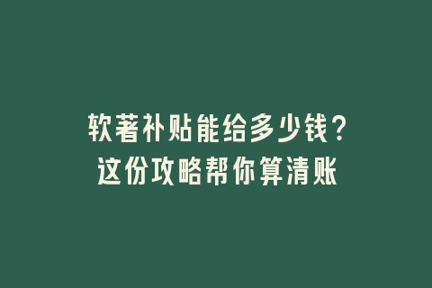 软著补贴能给多少钱？这份攻略帮你算清账