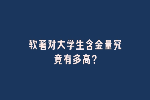 软著对大学生含金量究竟有多高？