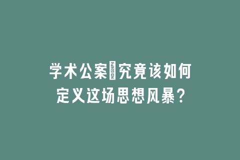 学术公案：究竟该如何定义这场思想风暴？