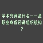 学术究竟是什么——是职业身份还是组织机构？