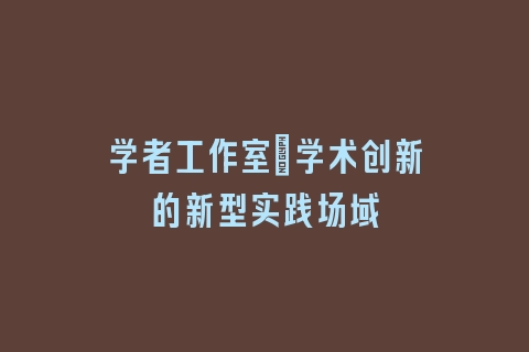 学者工作室_学术创新的新型实践场域