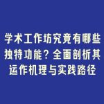 学术工作坊究竟有哪些独特功能？全面剖析其运作机理与实践路径
