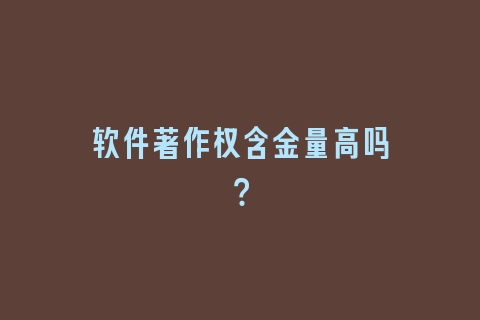 软件著作权含金量高吗？
