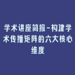 学术讲座简报-构建学术传播矩阵的六大核心维度