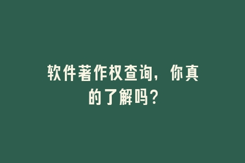 软件著作权查询，你真的了解吗？