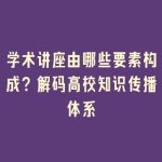 学术讲座由哪些要素构成？解码高校知识传播体系