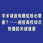学术讲座有哪些核心要素？——剖析高校知识传播的关键维度