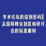 学术论坛的级别密码：从国际峰会到区域研讨会的标准解构